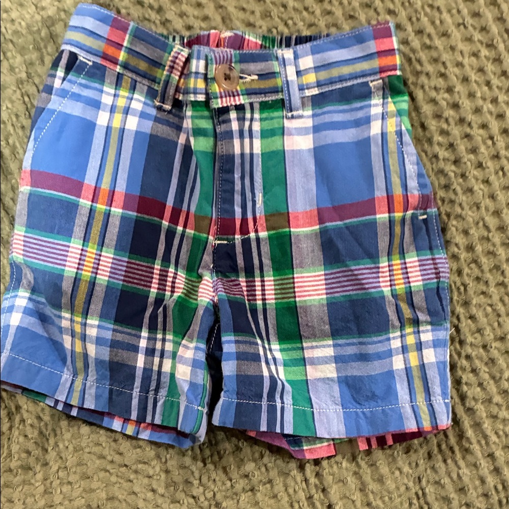 Polo by Ralph Lauren Blue Multicolor Plaid Shorts nwot size 12 months